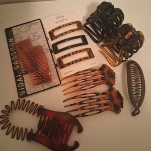 Hair Clips Set - Black and Brown